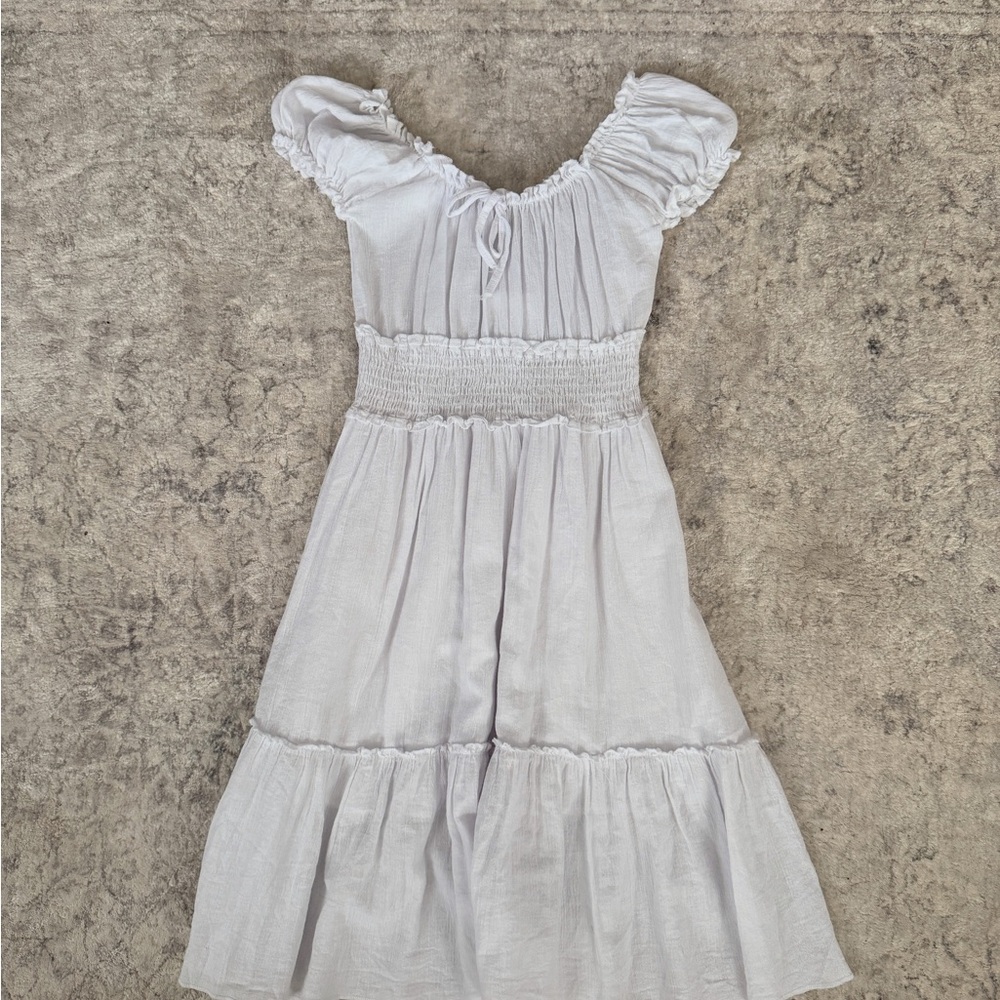 Elegant White Puff Sleeve Dress